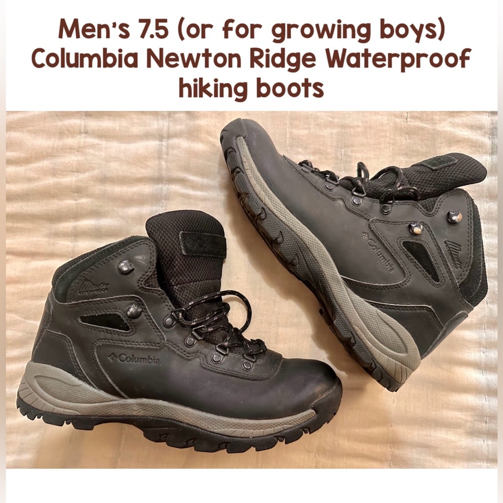 Columbia Newton Ridge Waterproof  Men’s 7.5 (or growing boys) hiking boots